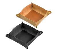 ZYETGH 2 Bandejas de Cuero Sintético, Vaciabolsillos para llaves de Piel Sintética para Joyas Relojes y Teléfonos Móviles