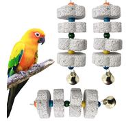 ZYETGH 3 piezas de juguete para masticar pájaro, piedra de afilar con campana, jaula de pájaro, accesorio para cacatúa, periquito, periquito, cacatúa, agapornis