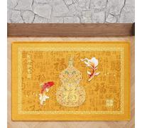 ZYFAB Medio Redondo Frente Alfombra de Puerta Oro Calabaza Antideslizante Entrada Alfombra de área Absorbente semicircular Alfombra de Puerta para casa Cocina Patio Bienvenida,H,50 * 80cm