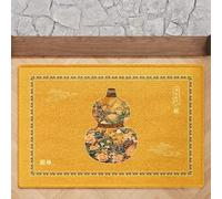 ZYFAB Medio Redondo Frente Alfombra de Puerta Oro Calabaza Antideslizante Entrada Alfombra de área Absorbente semicircular Alfombra de Puerta para casa Cocina Patio Bienvenida,E,80 * 120cm