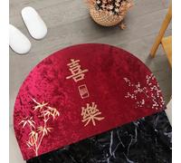 ZYFAB Medio Redondo Frente Alfombra de Puerta Suerte Riqueza Antideslizante Entrada Alfombra de área Absorbente semicircular Alfombra de Puerta para casa Patio Bienvenida,R,90 * 140cm