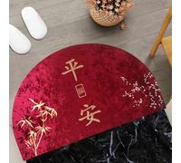 ZYFAB Medio Redondo Frente Alfombra de Puerta Suerte Riqueza Antideslizante Entrada Alfombra de área Absorbente semicircular Alfombra de Puerta para casa Patio Bienvenida,S,90 * 140cm