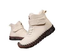 ZYFHYU Botas de invierno modernas for mujer, suela suave, cómodas, antideslizantes, de terciopelo, cálidas, de algodón, botas planas, talla grande para jardín, granja y exteriores(Beige,39)