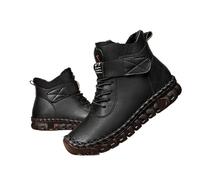 ZYFHYU Botas de invierno modernas for mujer, suela suave, cómodas, antideslizantes, de terciopelo, cálidas, de algodón, botas planas, talla grande para jardín, granja y exteriores(Black,39)