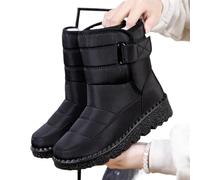 ZYFHYU Botas de mujer antideslizantes impermeables botas de nieve de invierno zapatos de plataforma for mujer botines cálidos zapatos acolchados de algodón para jardín, granja y exteriores(Black,35)