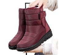 ZYFHYU Botas de mujer antideslizantes impermeables botas de nieve de invierno zapatos de plataforma for mujer botines cálidos zapatos acolchados de algodón para jardín, granja y exteriores(Red,37)