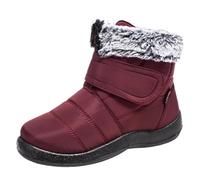 ZYFHYU Botas de mujer, botas de invierno impermeables con botines que mantienen el calor, zapatos de nieve de invierno for mujer, de goma para jardín, granja y exteriores(Wine red,35)