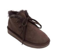 ZYFHYU Botas de nieve clásicas for mujer, forradas en lana natural, hasta el tobillo, zapatos cálidos de invierno, botas planas informales para jardín, granja y exteriores(Chocolate,38)