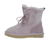 ZYFHYU Botas de nieve cortas e informales con cordones for mujer, de piel de gamuza, piel de oveja y forro de lana, zapatos cálidos de invierno para jardín, granja y exteriores(Twilight Pink,39)