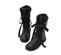 ZYFHYU Botas de nieve de invierno de cuero con forro de lana for mujer, botas casuales hasta la rodilla, zapatos cálidos, antideslizantes para jardín, granja y exteriores(Black,35)