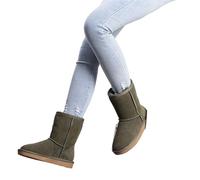 ZYFHYU Botas de nieve de piel auténtica for mujer, botas altas de invierno, botas cálidas for mujer para jardín, granja y exteriores(Green,41)