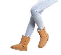 ZYFHYU Botas de nieve de piel auténtica for mujer, botas altas de invierno, botas cálidas for mujer para jardín, granja y exteriores(Yellow Brown,41)