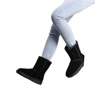 ZYFHYU Botas de nieve de piel auténtica for mujer, botas altas de invierno, botas cálidas for mujer para jardín, granja y exteriores(Black,44)