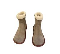 ZYFHYU Botas de nieve for mujer, otoño invierno, retro, de felpa de algodón, con suela gruesa, aislamiento informal, cortas para jardín, granja y exteriores(Khaki,36)