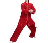 ZYFHYU Uniformes de Kung Fu Otoño e Invierno, ropa gruesa Tai Chi, trajes de entrenamiento para artes marciales para artes marciales, rojo 1, XS