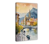 ZYGNBHL Guggenheim Museum Bilbao - Lienzo decorativo para pared, diseño de introducción a la ciudad, hogar, escuela, oficina, baño, póster decorativo, marco de 40,6 x 61 cm