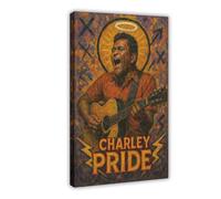ZYGNBHL Póster artístico de la serie "Heaven Needs Country Music" con el cantante Charley_Pride y arte de pared, marco moderno para decoración de dormitorio familiar, 24 x 36 pulgadas
