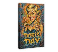 ZYGNBHL Póster de actriz de cine Doris_Day para dormitorio, decoración de lienzo, paisaje deportivo, oficina, habitación, marco de regalo, 61 x 91 cm