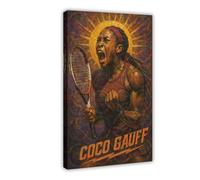 ZYGNBHL Póster de jugador de tenis famoso Coco_Gauff para dormitorio, decoración de lienzo, paisaje deportivo, oficina, habitación, marco de regalo, 20 x 30 pulgadas