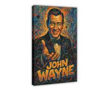 ZYGNBHL Póster de lienzo para pared de actor de cine John_Wayne, para dormitorio, oficina, habitación, marco de regalo, 40,6 x 61 cm