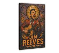 ZYGNBHL Póster decorativo de pared con texto en inglés "Heaven Needs Country Music", cantante Jim_Reeves, para decoración de pared, bar, restaurante, garaje, cafetería, marco de regalo, 12 x 18