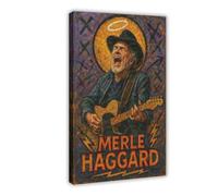 ZYGNBHL Póster decorativo de pared con texto en inglés "Heaven Needs Country Music", cantante Merle_Haggard, para bar, restaurante, garaje, cafetería, marco de regalo, 61 x 91 cm