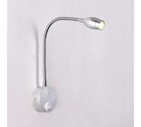 ZYGPH Aplique de Pared LED para mesita de Noche, luz de Lectura Flexible de Cuello de Cisne con Interruptor, Ideal para Dormitorio, Sala de Estar, Hotel (Plata, 3000 K)