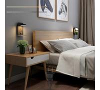 ZYGPH Aplique de Pared LED Regulable con Puerto de Carga USB de 5 V/2 A, lámpara de Noche Interior giratoria de 350°, Control táctil, Cable de 1,8 m, Ideal para Dormitorio, Sala de Estar y Hotel.