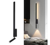 ZYGPH Aplique de Pared Lineal Negro LED, lámpara de Lectura para mesita de Noche con Foco Ajustable, Interruptor Doble Independiente, cableado, para Dormitorio y Sala de Estar.