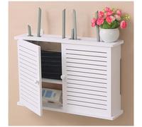 ZYGPH Caja de Almacenamiento WiFi con Puerta Doble, estantes flotantes Blancos, Caja de Almacenamiento para enrutador WiFi de Montaje en Pared, Soporte de Pared para enrutador y módem.