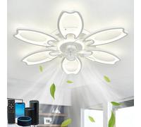 ZYGPH Nouveau ventilateur/éclairage de plafond Intelligent Haut de gamme, Lustre de 77 cm Avec télécommande. Compatible con Google Home, Ventilador de Techo LED silencioso, Modo Colmena