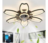 ZYGPH Nouveau ventilateur/éclairage de plafond Intelligent Haut de gamme, Lustre de 77 cm Avec télécommande. Compatible con Google Home, Ventilador de Techo LED silencioso, Modo Colmena