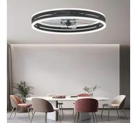 ZYGPH Ventilador de Techo Giratorio con luz y Control Remoto, Ventilador de Techo de Perfil bajo de 20 Pulgadas con Montaje Empotrado, Ventiladores de Techo Modernos con Luces para Dormitorio (Negro)