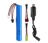 ZYGY 1PCS 7.4V 10C 3000mAh Batería + Enchufe SM - 2P + Cable de Carga USB para MP5K M4 M110 SRB1200 SRB400 SRB400-SUB Gotas de Gel explotan Coches de Juguete con Pistolas de Juguete