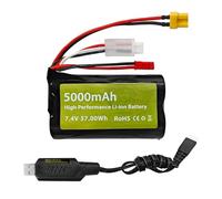 ZYGY 1PCS 7.4V 5000mAh 2S Li-Ion Batería + Enchufe jst y Enchufe XT30 con Cable de Carga USB para TX16S、TX18S、RC4GS、RC6GS、TX12 Lanzador de Control Remoto Coche de Juguete de Control Remoto