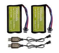 ZYGY 2CPS 7.4V 3000mAh 15C 2S Li-Ion Batería con Enchufe SM-3Pcon Cable de Carga USB para DE43 DE60 9500E Vehículos teledirigidos Huina 1575 Coche de Juguete de Control Remoto RC