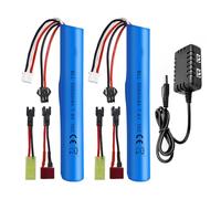 ZYGY 2PCS 7.4V 10C 3000mAh Batería + Enchufe SM - 2P + Cargador 2 en 1 para MP5K M4 M110 SRB1200 SRB400 SRB400-SUB Gotas de Gel explotan Coches de Juguete con Pistolas de Juguete