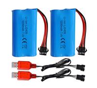 ZYGY 2PCS 7.4V 1200Mah Batería de Carga del Enchufe SM - 4P con Cable de Carga USB para EC08 RC Toy Car/Todoterreno/Racing/Remote Ship