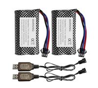 ZYGY 2PCS 7.4V 1500mAh SM-3P Batería de Litio con Cable de Carga USB para un Auto de Control Remoto de Carreras DE43 DE60 RC 1575 Auto de ingeniería Coche de Juguete
