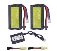 ZYGY 2PCS 7.4V 2000mAh Batería de litio Con enchufe SM - 2P con cargador 2 en para el buque de control remoto Skytech H101 H103 H105 RC y el vehículo de juguete de alta velocidad MND90/91, MN99/99S RC