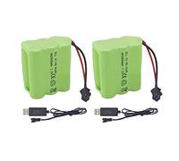 ZYGY 2PCS AA 7.2V 2800mah con Enchufe SM - 2P con línea de Carga USB batería RC NI - MH para Tanques de Juguete/vehículos de ingeniería/Camiones/vehículos de Control Remoto RC