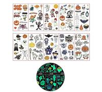 ZYHARUKO 10 hojas de calcomanías para niños, calabaza, brillando en la oscuridad, calcomanías de Halloween para niños y niñas, Halloween espeluznante, calcomanías geniales para niños y niñas