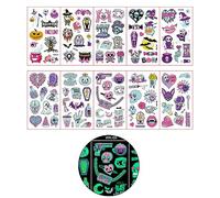 ZYHARUKO 10 hojas de calcomanías para niños, calabaza, brillando en la oscuridad, calcomanías de Halloween para niños y niñas, Halloween espeluznante, calcomanías geniales para niños y niñas