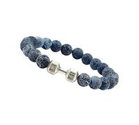 ZYHARUKO Abalorio de mancuerna para hombre con cuentas de piedra lavaed natural y elegante para entusiastas del fitness, uso diario, talla única, como se describe