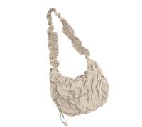 ZYHARUKO Bolso cruzado de gran capacidad para mujer, color liso, con diseño de nubes, plisado, para uso diario, color liso, gran capacidad, plisado, nube, Khaki, One Size