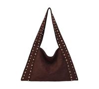 ZYHARUKO Bolso de hombro de ante de moda para mujer, bolso de mano retro Hobos con asa superior, bolso de mano para viajes, universidad, trabajo, bolso de mano para mujer, café, One Size