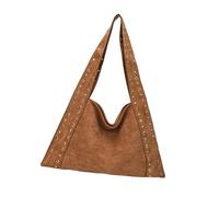 ZYHARUKO Bolso de hombro de ante de moda para mujer, bolso de mano retro Hobos con asa superior, bolso de mano para viajes, universidad, trabajo, bolso de mano para mujer, Brown, One Size