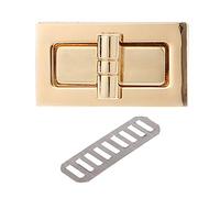 ZYHARUKO Bolso de mano de metal con forma de rectángulo, cierre giratorio, bolso de mano, bolso de mano, Gold, One Size