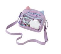 ZYHARUKO Bonita bolsa cruzada de nailon transparente con diseño de gatos de anime para estudiantes, gran capacidad, con insignia de hombro, bolsa estética, para cosplay y escuela, Purple, One Size