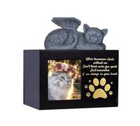 ZYHARUKO Caja de madera para cenizas de recuerdo para mascotas preciadas con estatua angélica para conservación de urna conmemorativa de perro